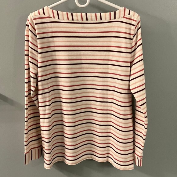 Talbots Women's Striped Long Sleeve Boat Neck Top Multi-Color Size Medium - Picture 7 of 7